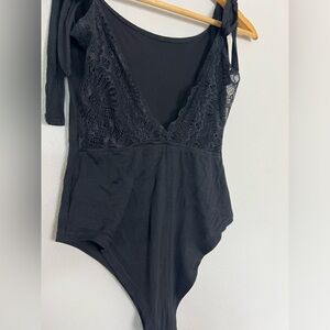 Beautiful Shein Adjustable Shoulder Strap Sheer & Lace Bodysuit
